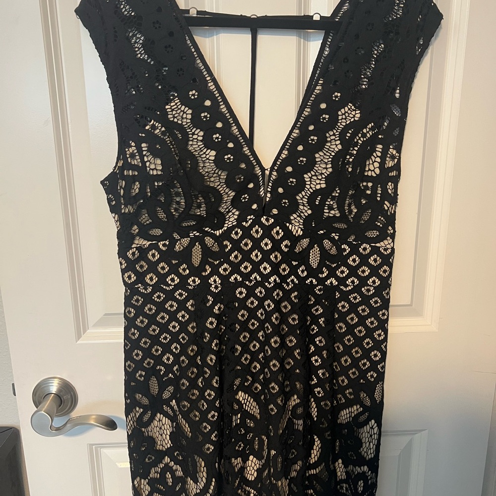 Free People Black and Cream Backless Dress